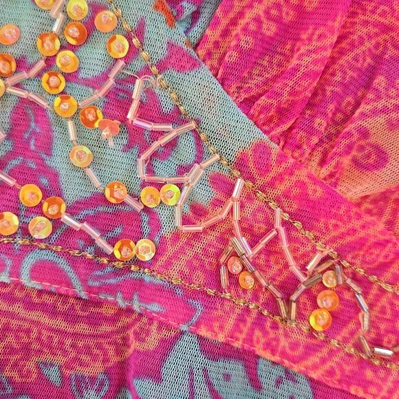 New York & Company Small bohemian lightly beaded top with tie back - Picture 4 of 5